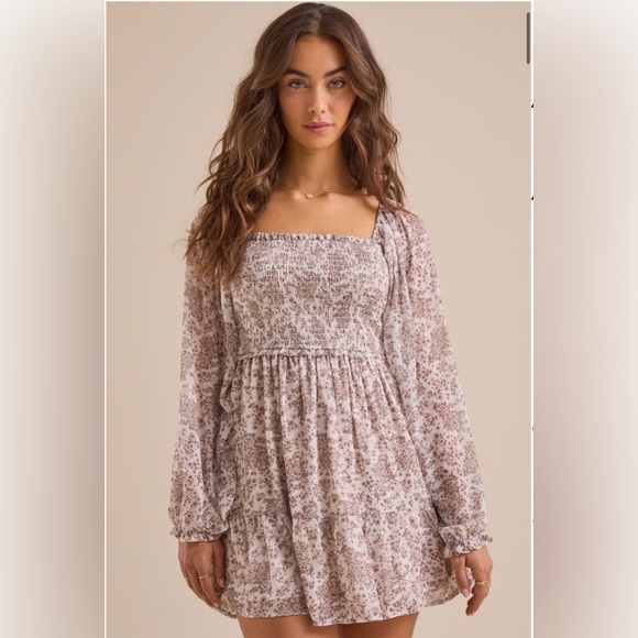 Altar'd State Dresses & Skirts - Altar'd State Ivory and Taupe Floral dress